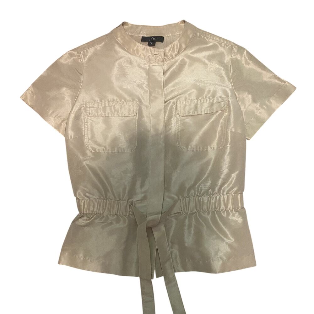 Jon Floral Pink Gold Metallic Matching Set Top Skirt Womans Size 6 - Picture 2 of 11